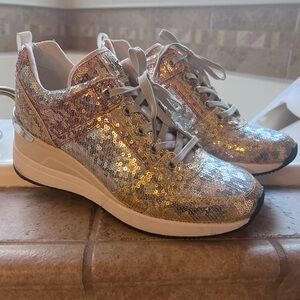Michael Kors Georgie Colorblock Sequin Gold Women's Sneakers